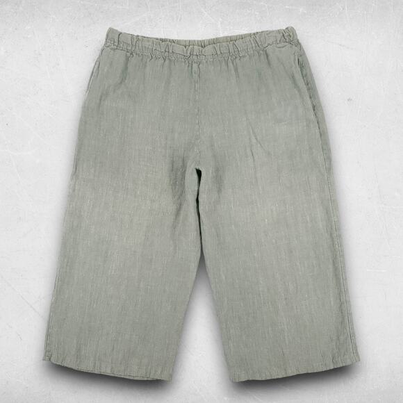 bryn Walker Pants - Bryn Walker Pants Women M Olive Wide Leg Crop Linen Boho Lagenlook Cottage Beach